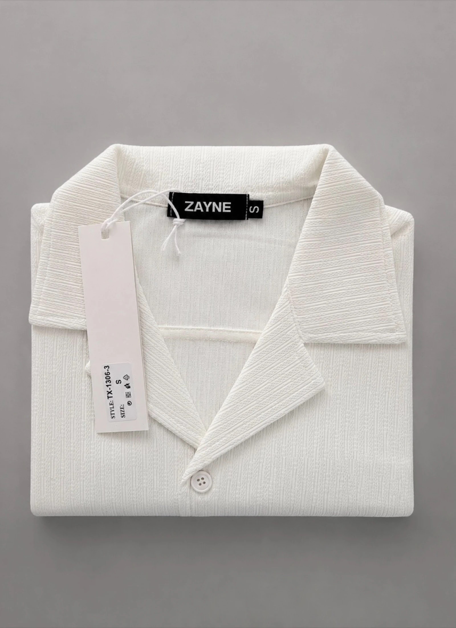 Men’s Premium Textured Camp Collar Shirt & Pants Set – Whit – photo 3